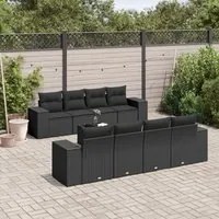 Set Divani da Giardino 9 pz con Cuscini Nero in Polyrattan 3222344