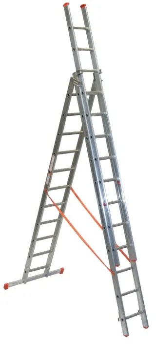 Scala a sfilo FACAL Genia 3 rampe in alluminio 3 x 11 gradini portata massima 150 kg EN 131 per lavori fino a 9.2 m