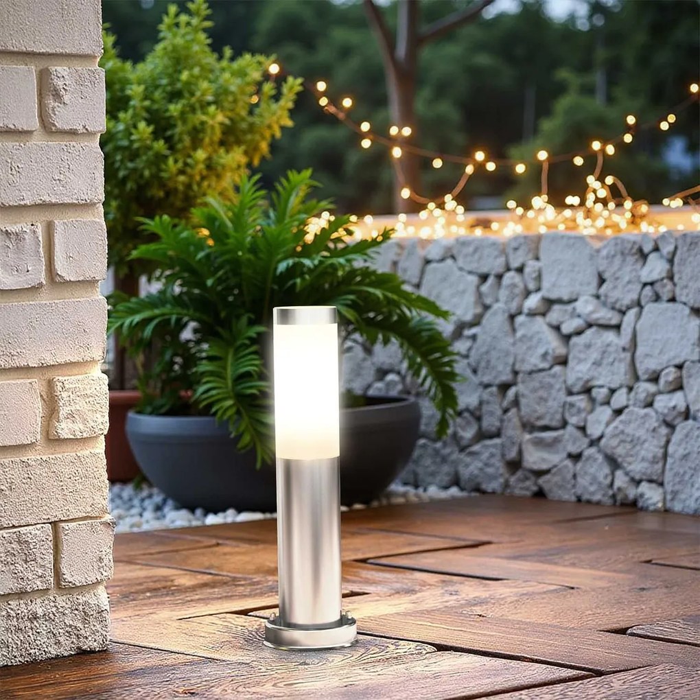 Paletto da Giardino 40cm Acciaio INOX IK06 IP54 Base E27