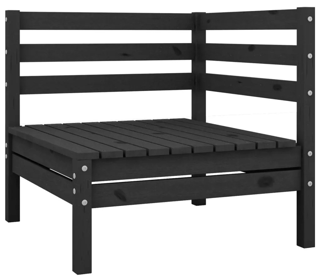 Set salotto da giardino 13 pz nero in legno massello di pino