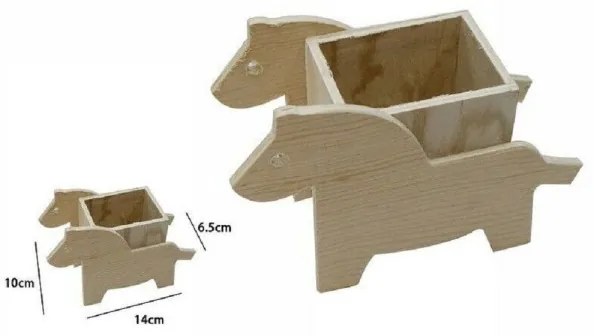 Trade Shop - 2 Pz Portapenne Contenitore Penne Matite Legno Naturale Decoupage Cavalli 53480a