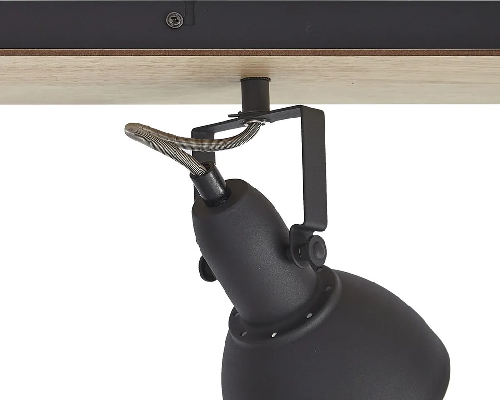 Faretto da soffitto nero con legno 4 luci orientabile e inclinabile - Jakub