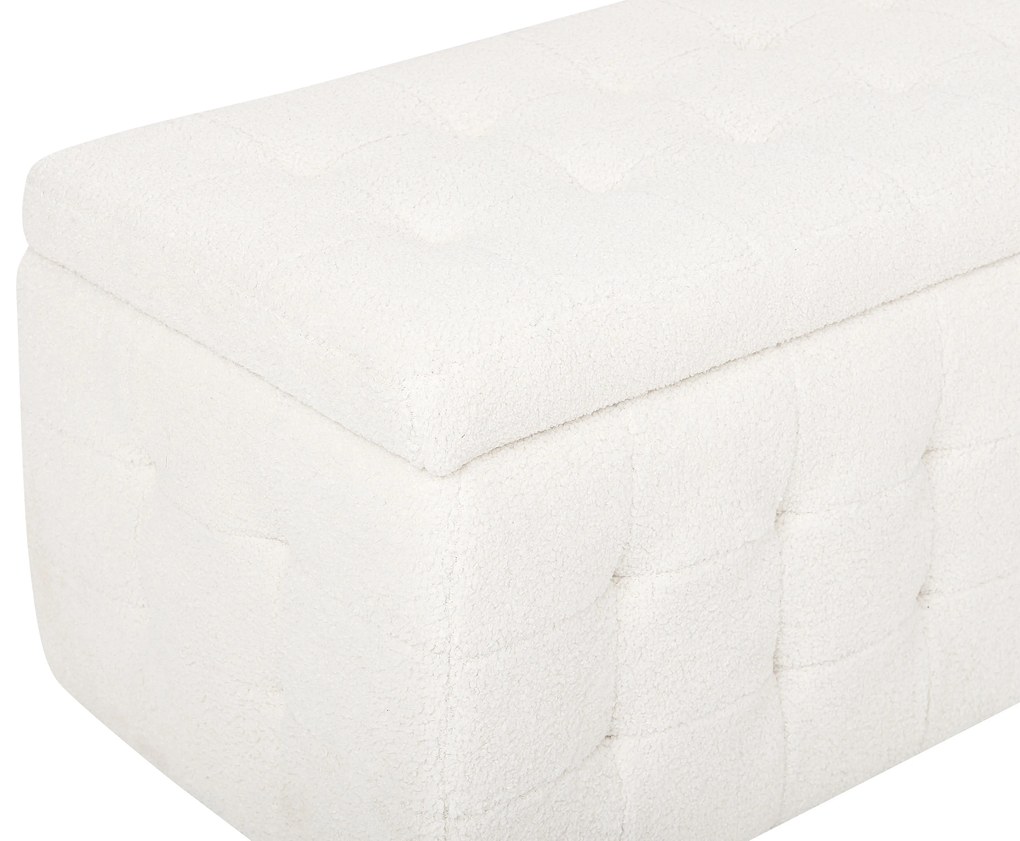 Pouf ottomano con contenitore bouclè bianco MICHIGAN Beliani