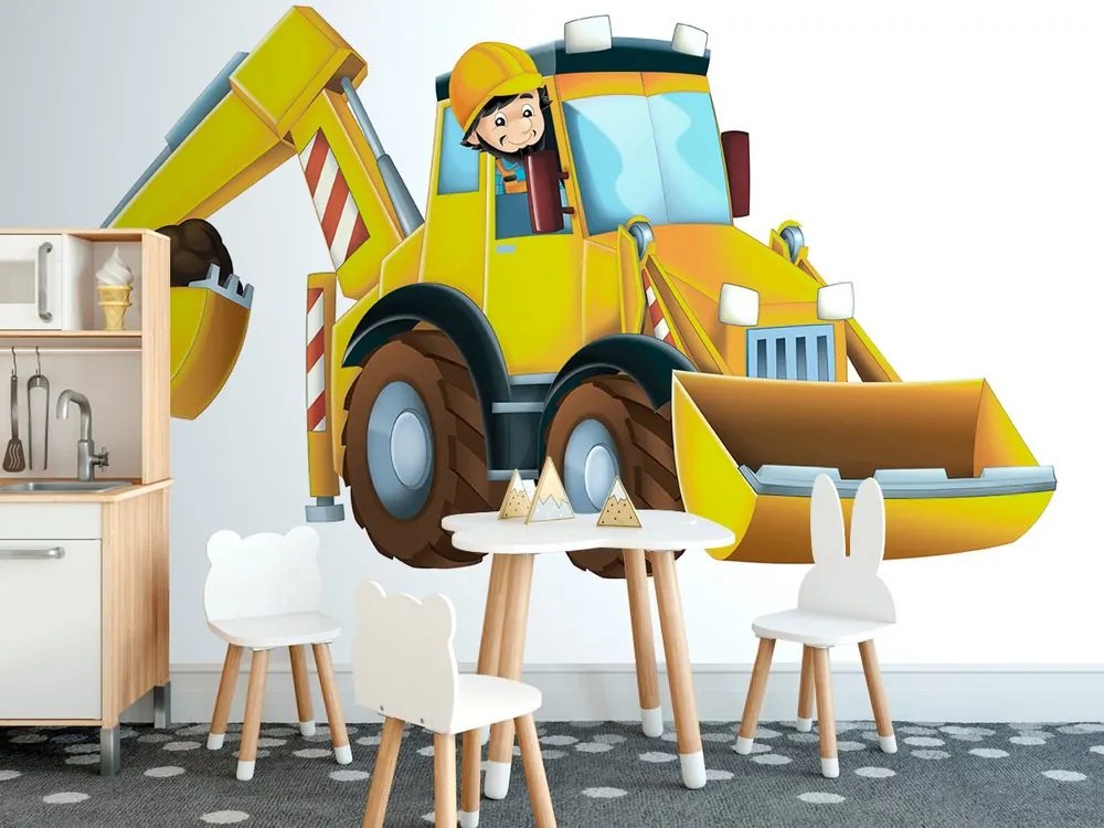 Carta da parati autoadesiva – Escavatore per bambini