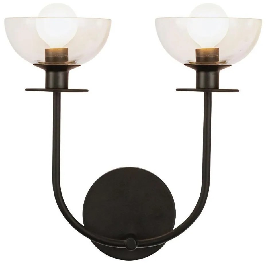 Alora Mood ALM-SYLVIA-2WB-BK-CL - Applique SYLVIA 2xE14/40W/230V nero