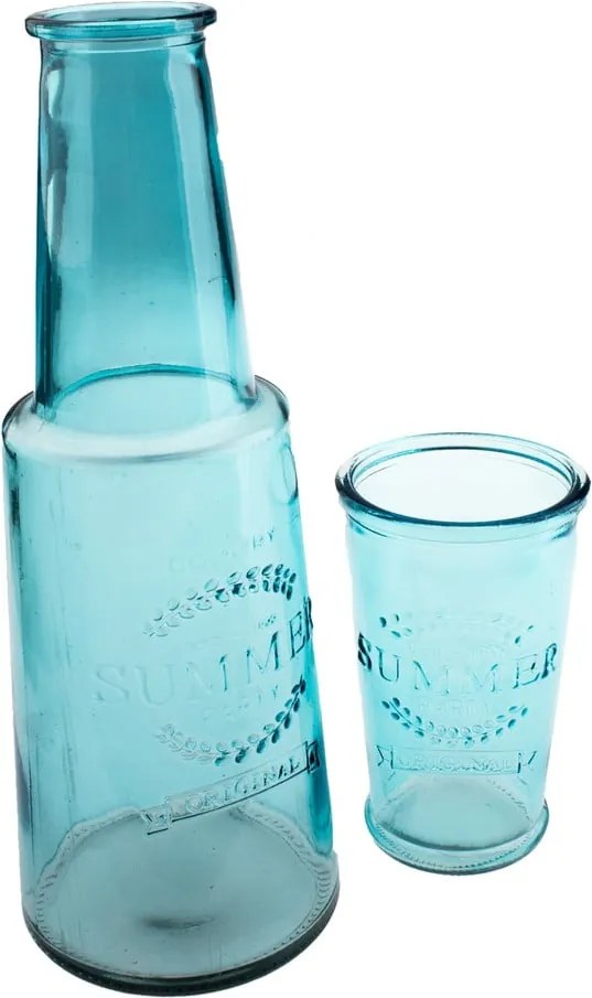 Decanter in vetro blu con bicchiere, 800 ml - Dakls