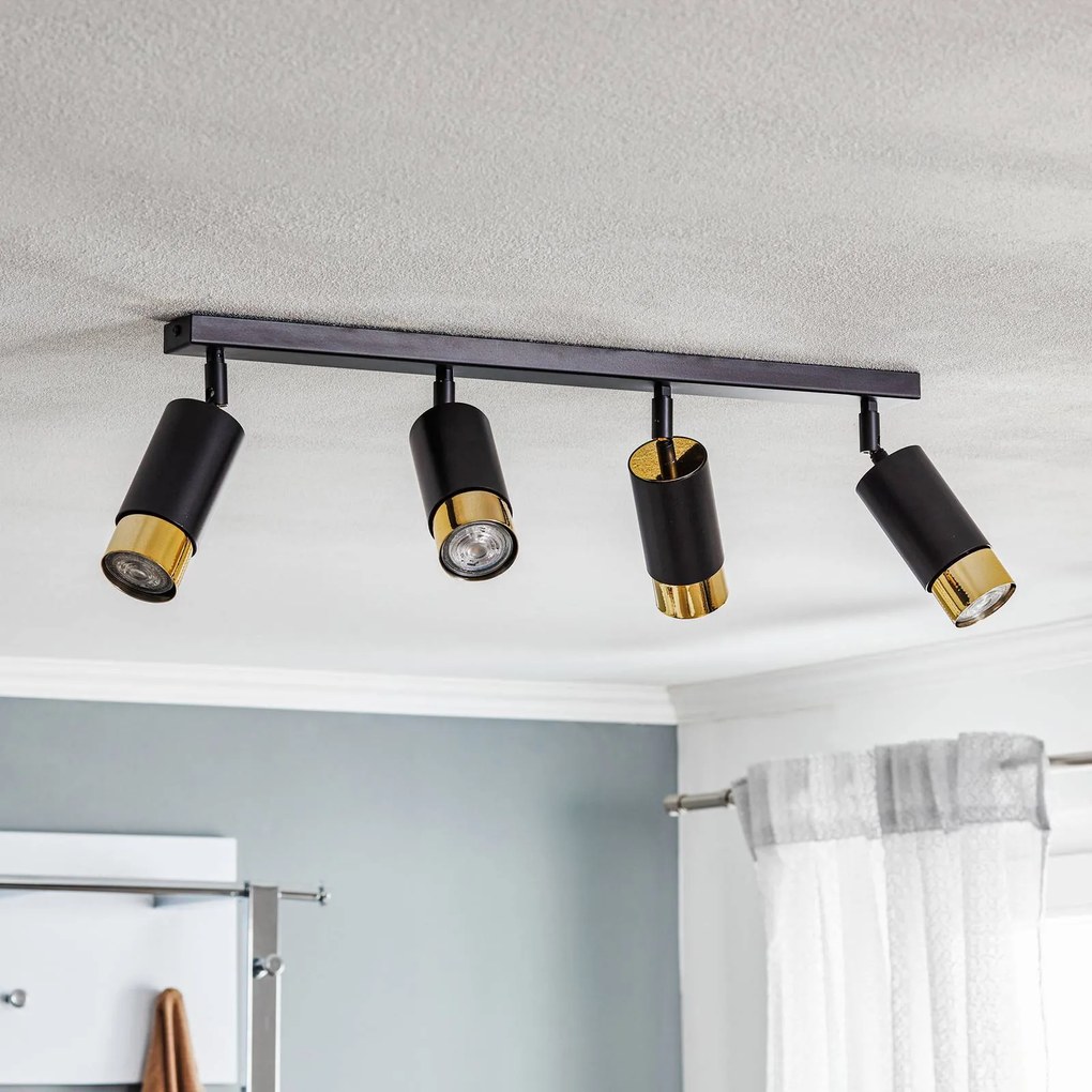 EMIBIG LIGHTING Faretto da soffitto Kumo nero/oro a 4 luci