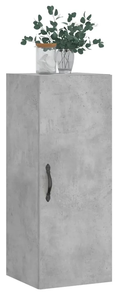 Mobile a Parete Grigio Cemento 34,5x34x90 cm Legno Multistrato