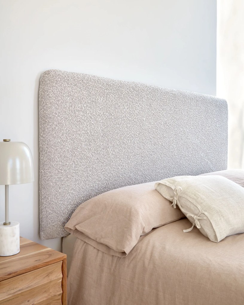 Kave Home - Testiera sfoderabile Dyla in shearling grigio chiaro per letto da 160 cm