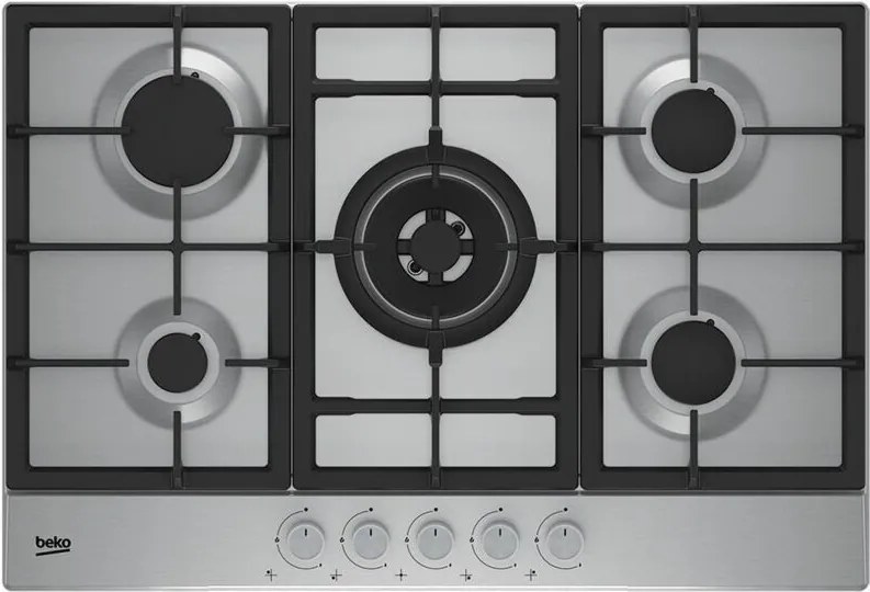 Piano Cottura Beko HAW752C5SX da Incasso 75 cm 5 Fornelli a Gas Acciaio Inossidabile