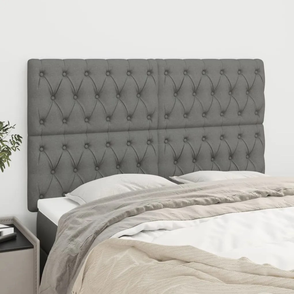 Testiera 4 Pz Grigio Scuro 80 X 7 X 78/88 Cm İn Tessuto /