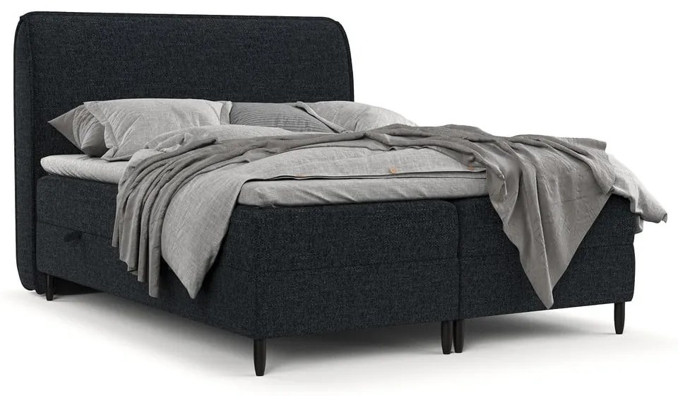 Letto boxspring nero con contenitore 140x200 cm Melba - Maison de Rêve