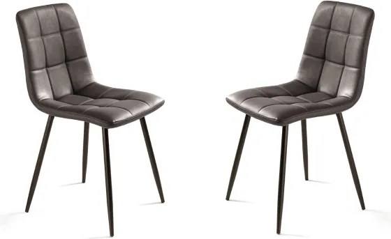 Sedia da cucina in ecopelle e gambe metallo Marrone - ARCA 2 sedie