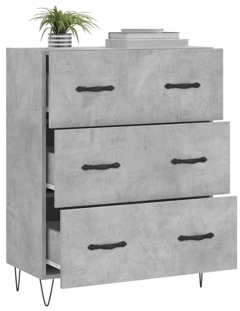 Credenza grigio cemento 69,5x34x90 cm in legno multistrato