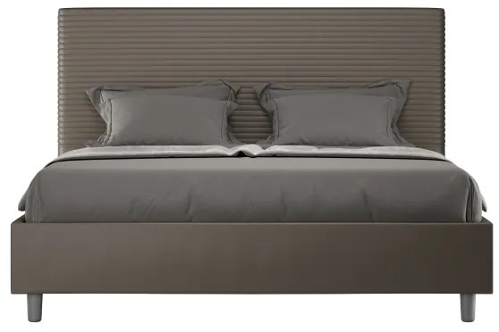 Letto matrimoniale contenitore imbottito 160x200 similpelle cappuccino Focus