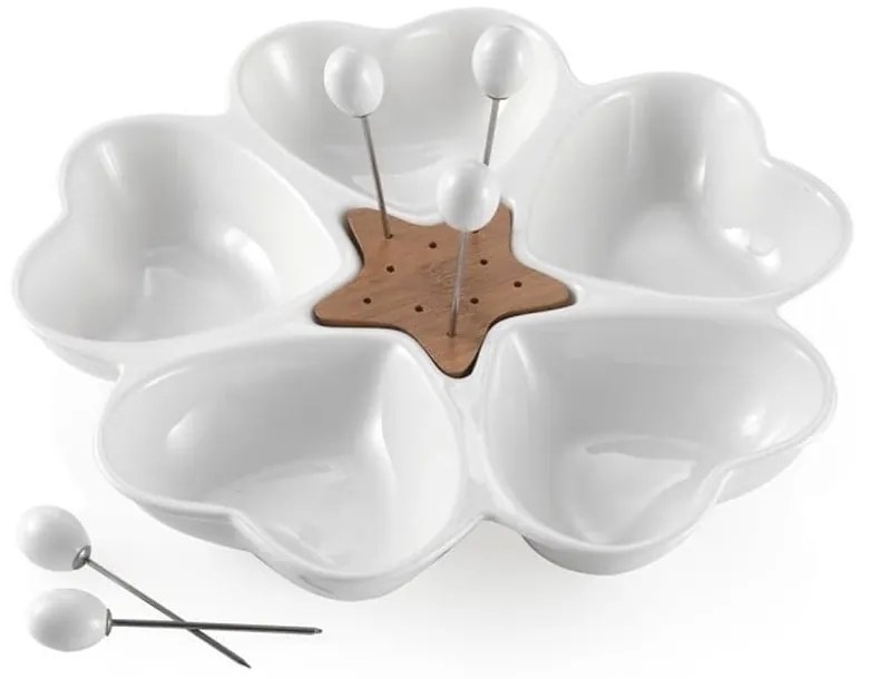 Piatto da portata con 5 spiedini Cuori - Brandani