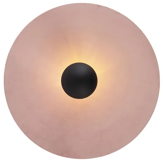 Plafoniera nera con paralume piatto rosa 45 cm - Combi