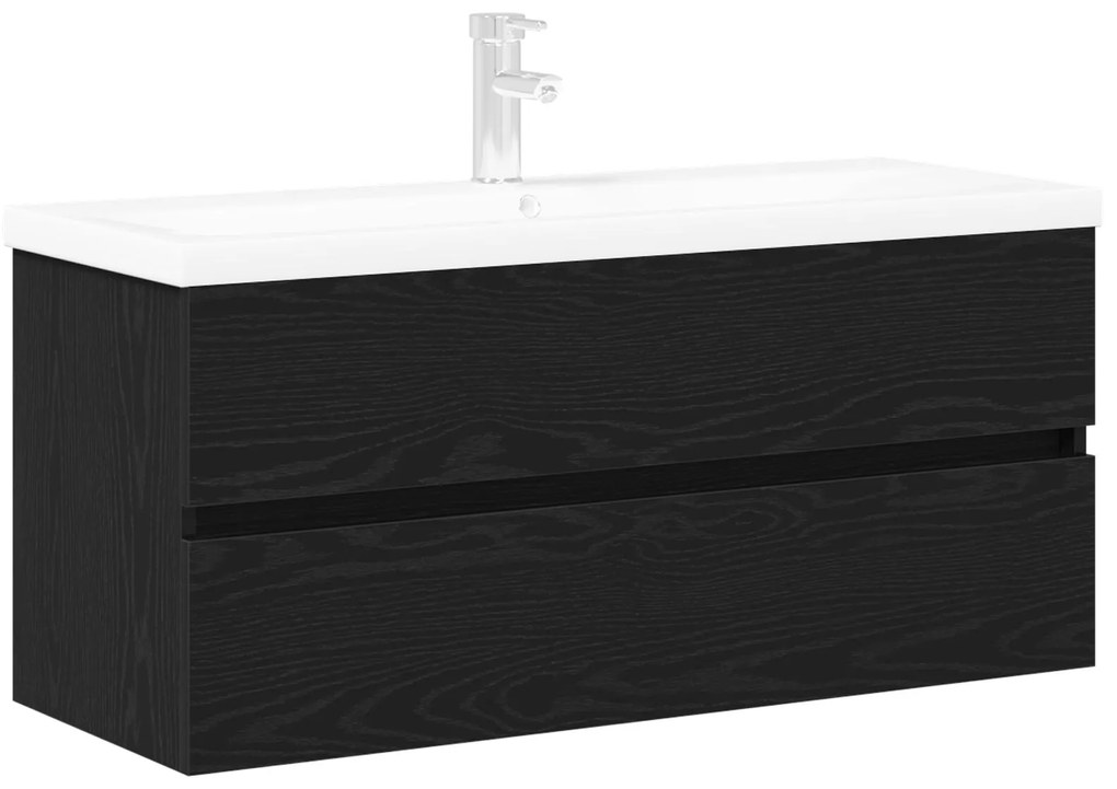 Mobile lavabo con bacino integrato rovere nero legno ingegnerizzato, mobile lavabo rovere nero 90x38.5x45 cm legno ingegnerizzato