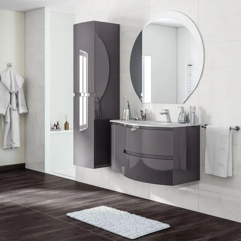 Mobile sottolavabo e lavabo Vague per vasca a destra antracite L 104 x H 55 x P 52 cm 2 cassetti