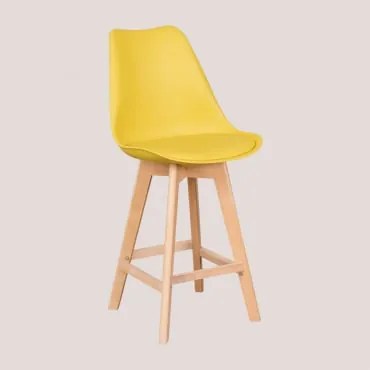 Sgabello Alto Con Cuscino In Similpelle Nordic Giallo Curry & ↑67 Cm - Sklum