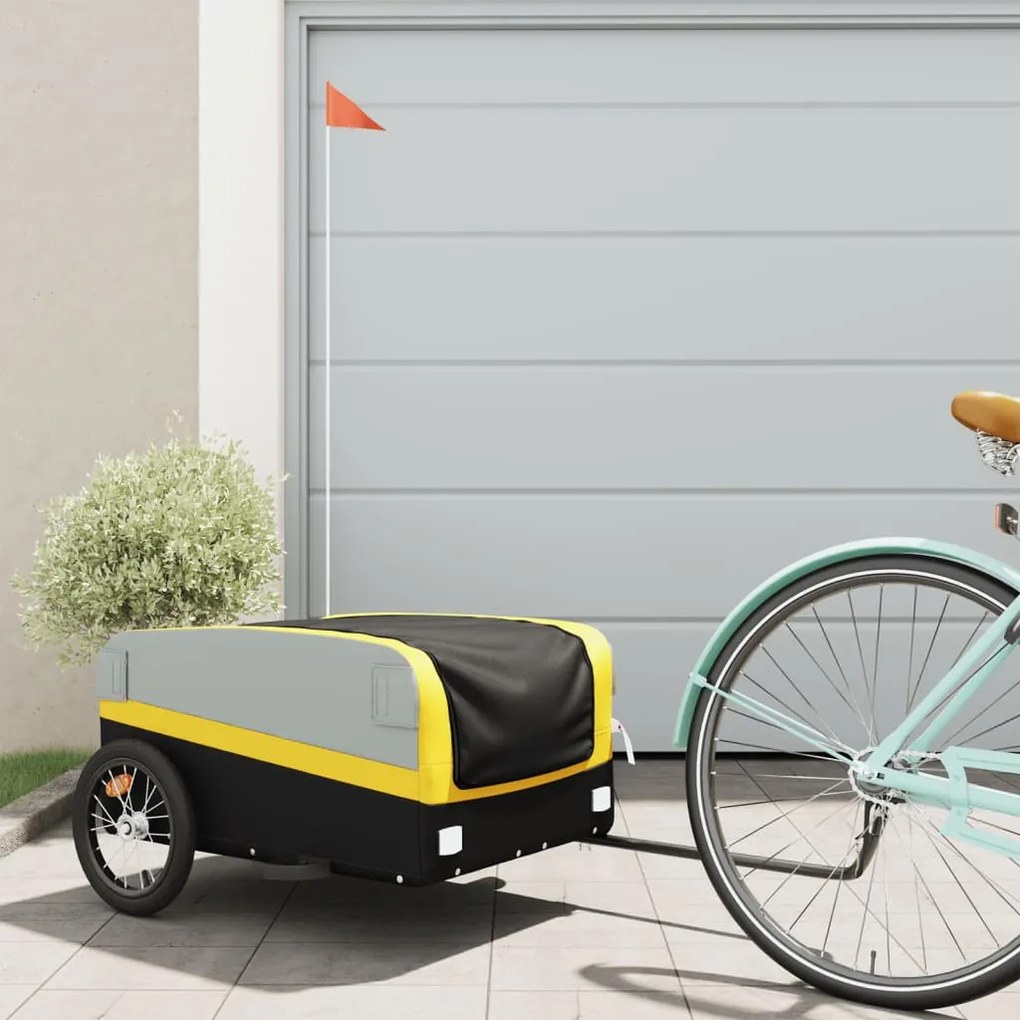 Rimorchio Da Bici Nero E Giallo 45 Kg İn Ferro /