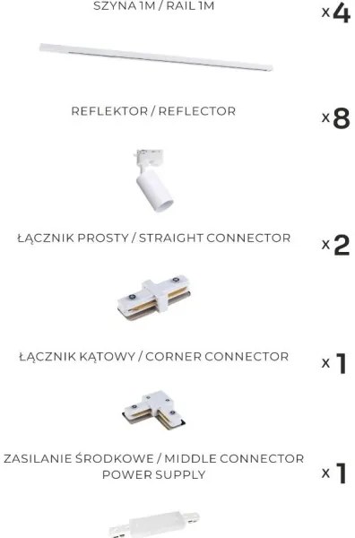 Zuma Line 3583 - Faretto per sistema a binario TUBE 8xGU10/35W/230V bianco