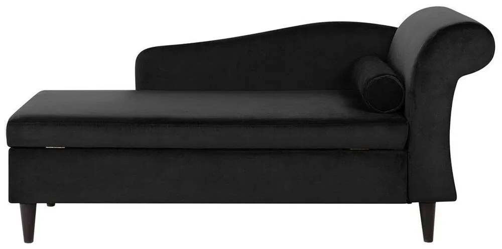 Chaise longue in velluto nero versione destra LUIRO Beliani