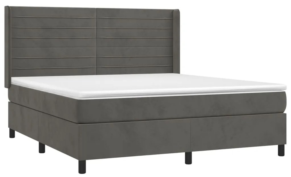 Letto a molle con materasso e led grigio scuro 160x200 cm