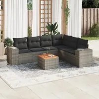 Set Divani da Giardino 7 pz con Cuscini Grigio in Polyrattancod mxl 87796