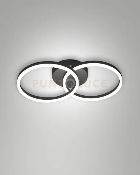 Giotto applique nera d.30+d.30cm 2 luci a led 3000k - 36w - 3780 lm...