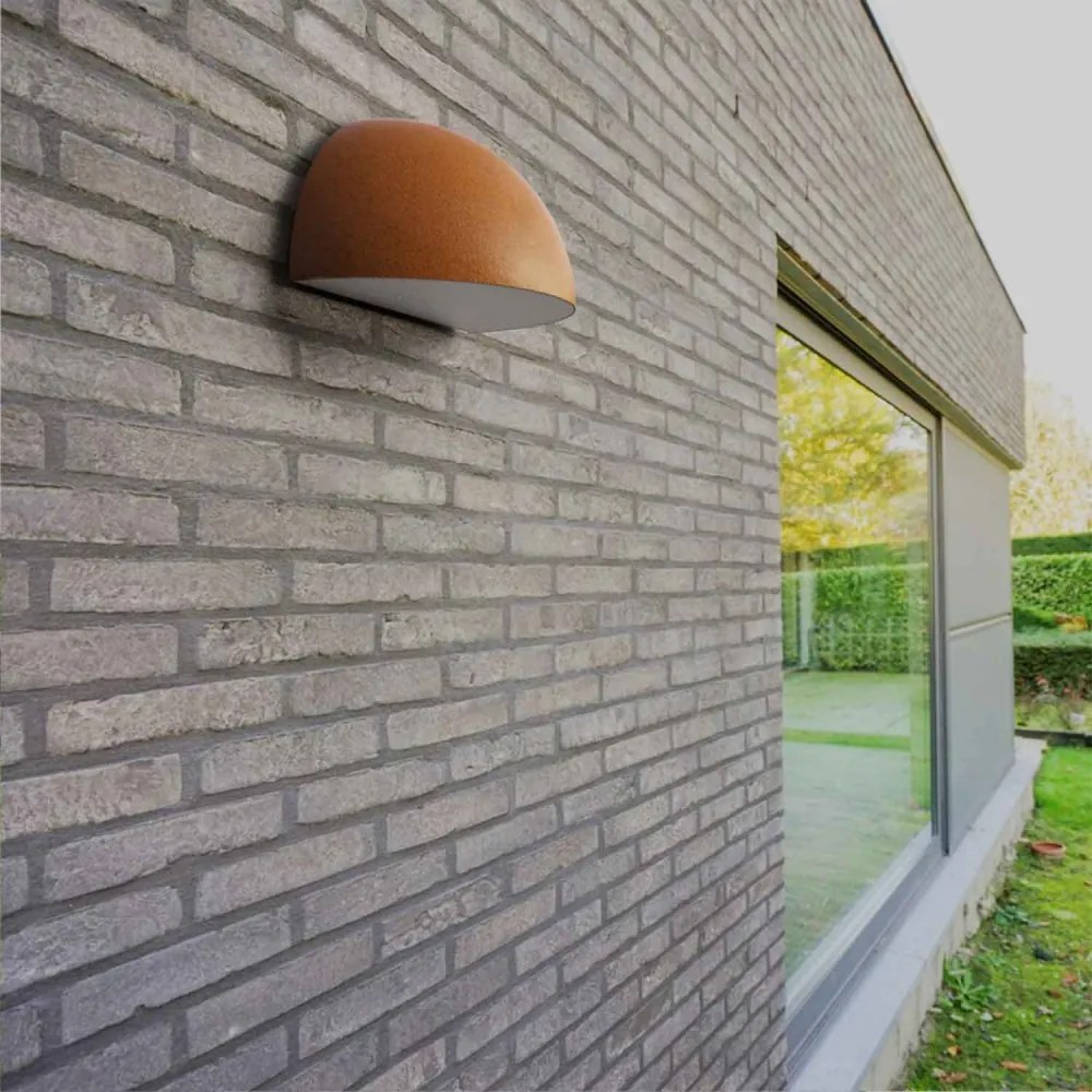 Applique Curva Monodirezionale con base E27, IP54 Corten - Serie BRINA Base E27