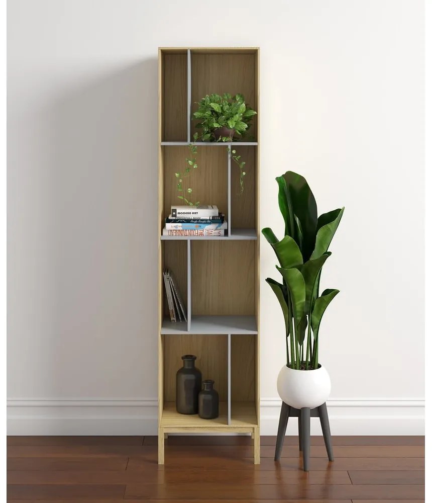 Libreria grigia in rovere 45x185 cm AbbeyWood - Woodman