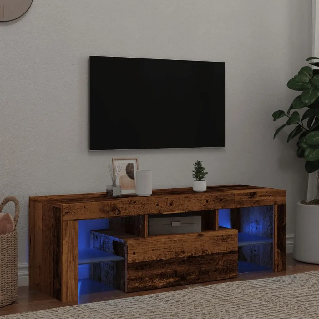 Mobile Porta Tv Con Led Legno Antico 120x36,5x40 Cm Multistrato /