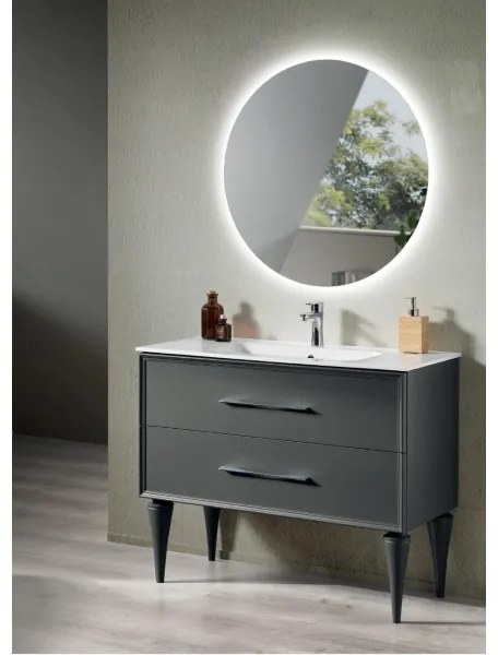 Mobile bagno moderno 100 cm - Antracite Opaco - 2 cassetti - Lavabo - CLASSIC
