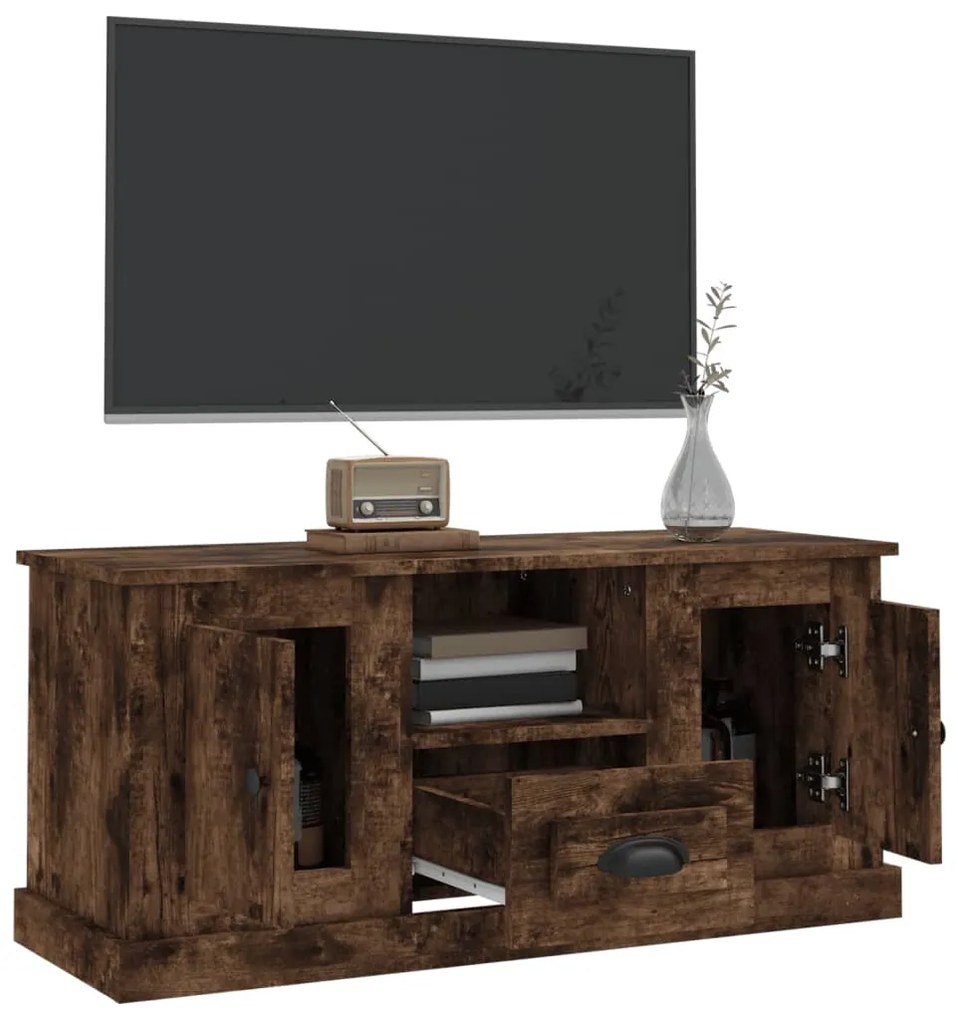 Mobile tv rovere fumo 100x35,5x45 cm in legno multistrato