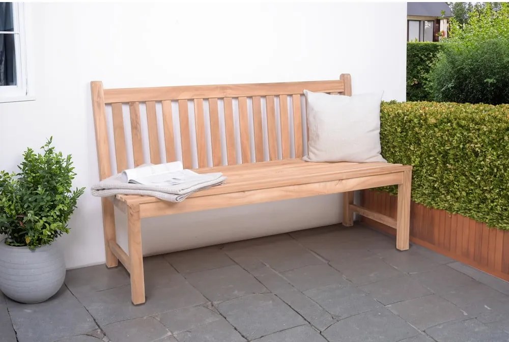 Panca da giardino di colore naturale in legno massiccio Solo – Garden Pleasure