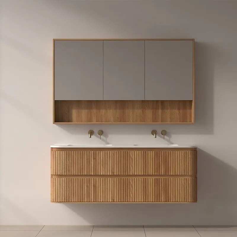Mobile bagno 140 cannettato con lavabo solid stone | KAM-NORTH-140 - KAMALU