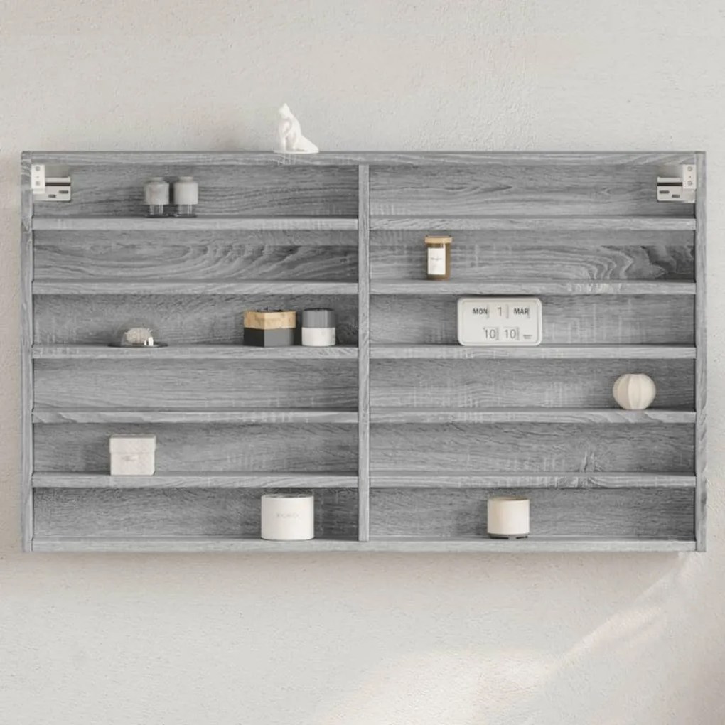 Armadietto Vetrina Grigio Sonoma 100x8,5x58cm Legno Multistrato /