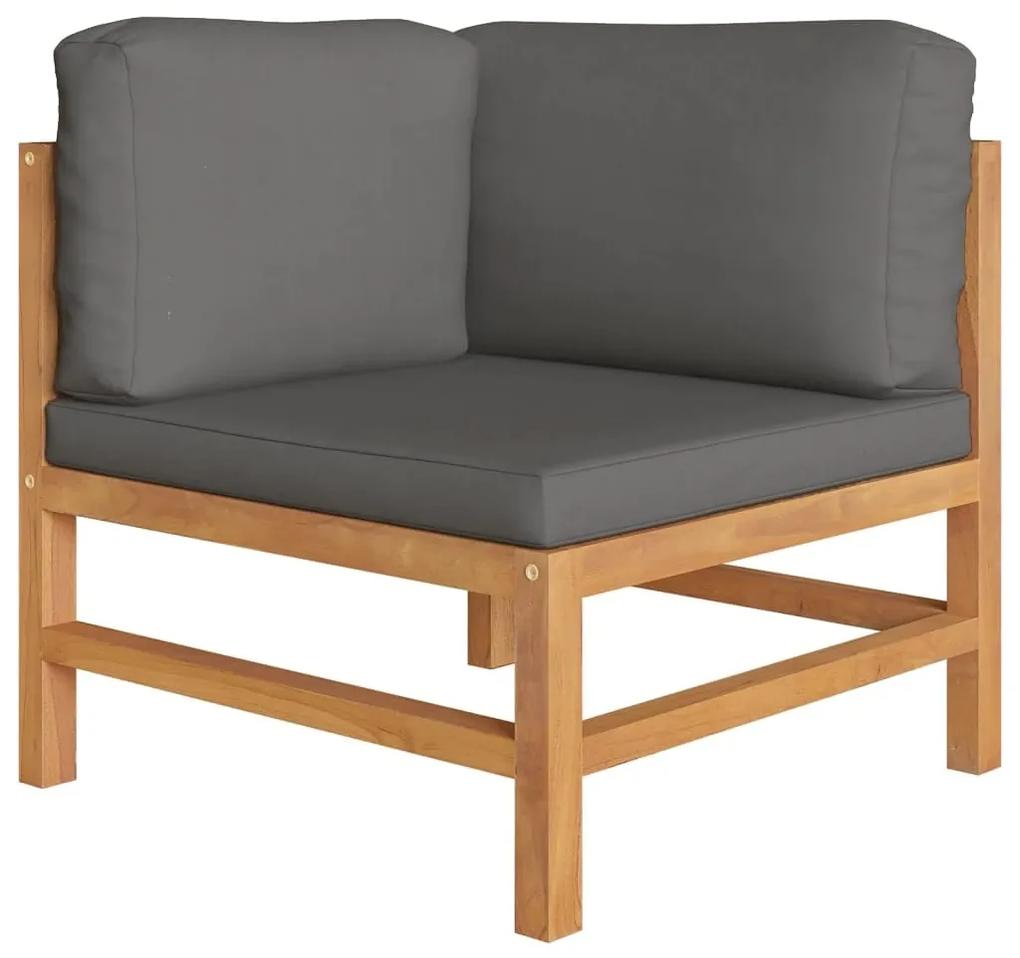 Set divani da giardino 8pz cuscini grigi legno massello di teak