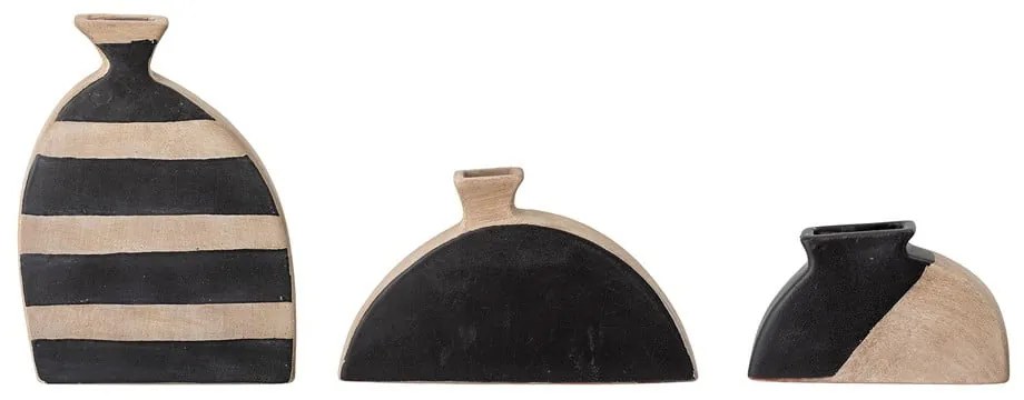 Vasi in terracotta nera/beige dipinti a mano in set di 3 pezzi Nezha - Bloomingville