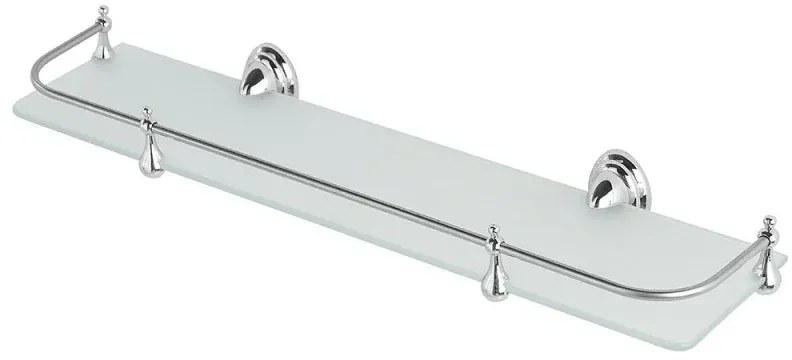 Mensola bagno a muro 50 cm in vetro satinato con supporto cromato Facile