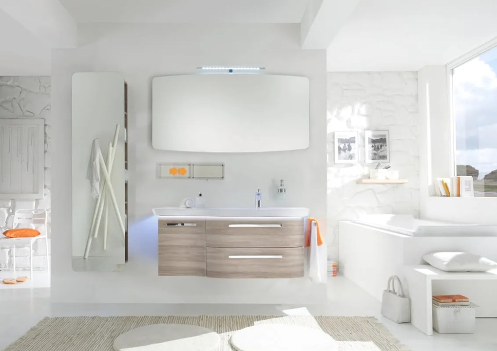 Mobile da bagno sospeso sotto lavabo L 117 x H 48 x P 22 cm, 2 cassetti 1 anta PELIPAL Contea