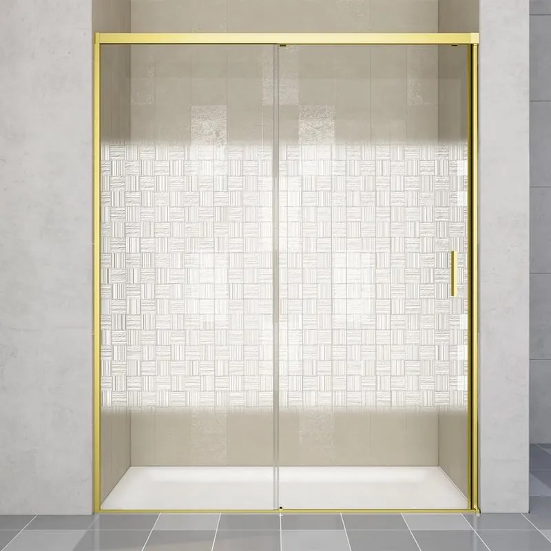 Porta doccia scorrevole Jazz L 160 x H 200 x P 0.6 cm in vetro smerigliato profilo dorato