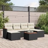 Set Divani da Giardino con Cuscini 7pz Nero Polyrattancod mxl 114756