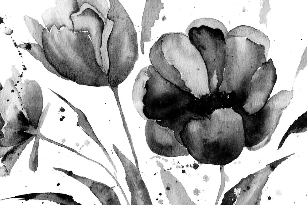 Stampa su tela – Tulipani stupendi in bianco e nero in versione interessante