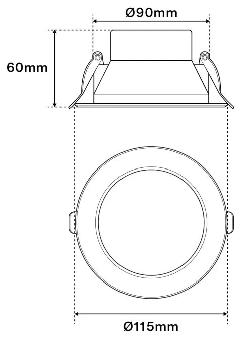 Faro da incasso 8W, Foro Ø90 - 100mm Bianco da 680lm Rotondo Colore Bianco Caldo 3.000K