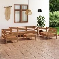 Set Divani da Giardino 8 pz Miele in Legno Massello di Pino cod mxl 36499