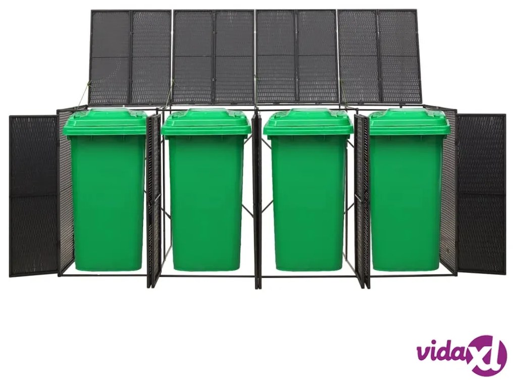 vidaXL Copribidone Quadruplo Nero 274x80x117 cm in Polyrattan
