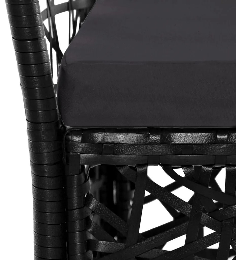 Set da Pranzo da Giardino 5 pz in Polyrattan Nero