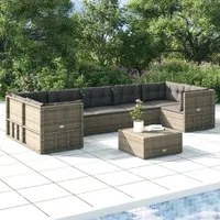 Set Divani da Giardino 7 pz con Cuscini in Polyrattan Grigio 3187248